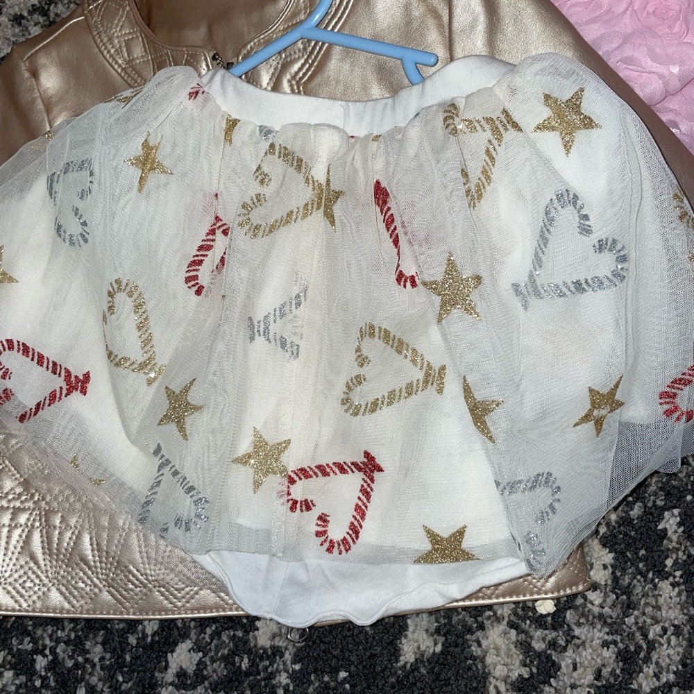 Toddler girl 2t Gold Bomber Coat OskKosh reversible 2t skirt